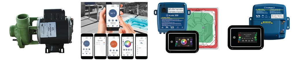 Dynasty Spas Family Collection Optional Features Circulation Pump, Wifi Remote, Lighted Jets, Audio System