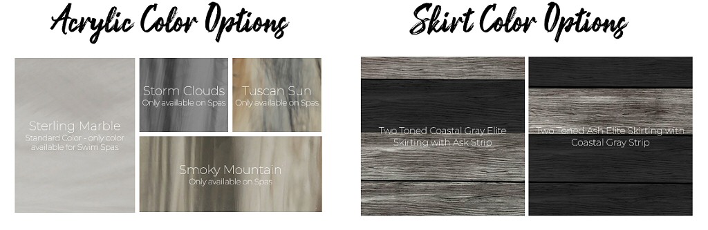 Hot Tub Acrylic and Skirt Color Options