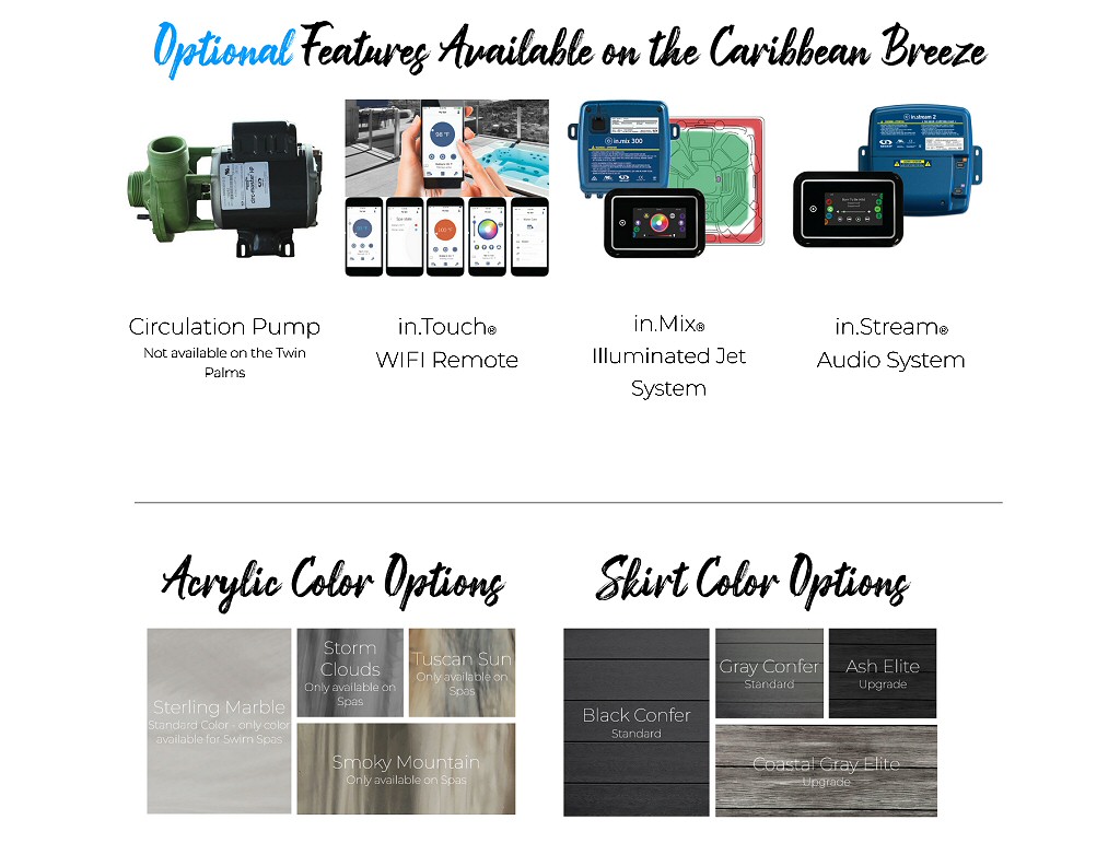 Dynasty Spas Hot Tubs - Oasis Collection - Caribbean Breeze Hot Tub Optional Features