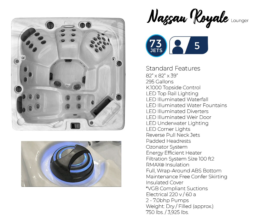 Dynasty Spas Hot Tubs - Oasis Collection - Nassau Royale Standard Features