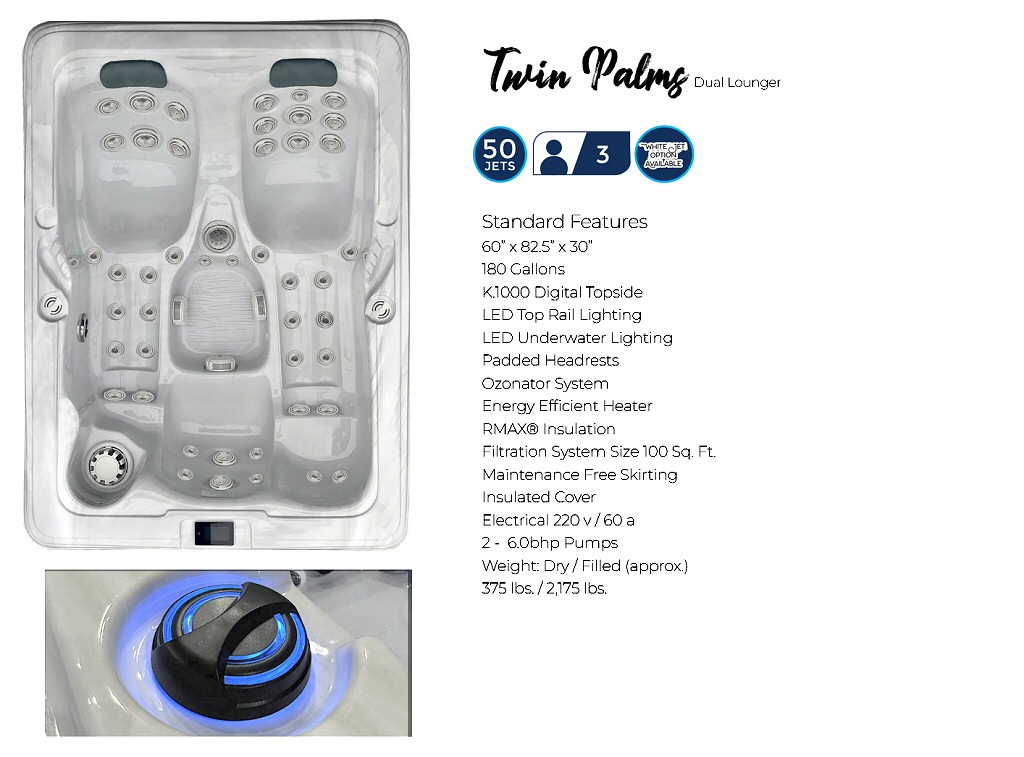 Dynasty Spas Hot Tubs - Oasis Collection - Twin Palms Hot Tub Standard Features