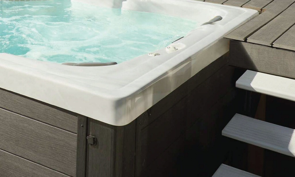 Dynasty Spas 5 Person Hot Tub Treasure Cay Lounger at PDC Spa and Pool World Lehightn PA