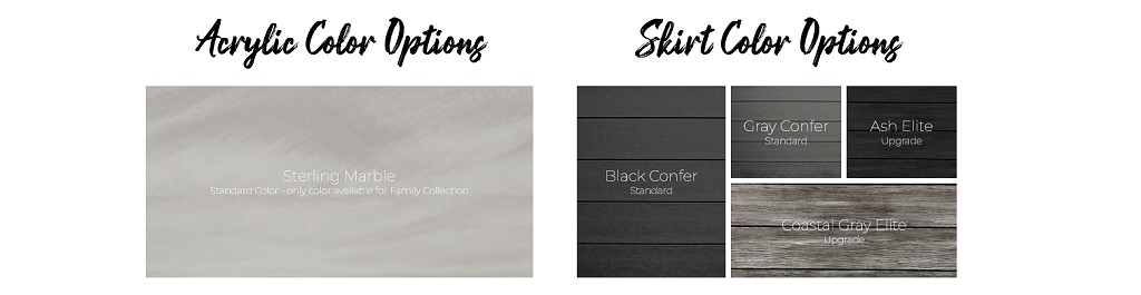 Dynasty Swim Spas Acrylic Color Options - Skirt Color Options